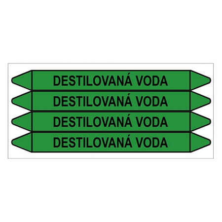 Značení potrubí, destilovaná voda,4 ks, 250 × 26 mm